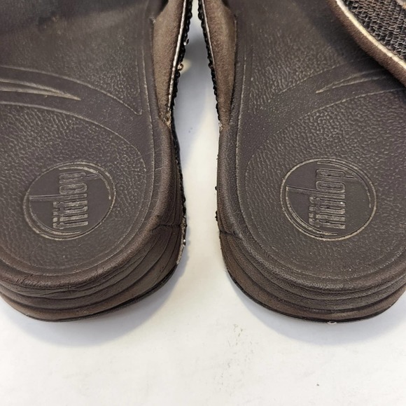 Fit Flop Womens Electra Bronze Sequins Brown Thong Sandal Size 9 Wedge Walking - Picture 6 of 9